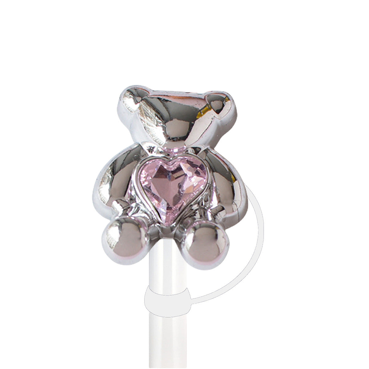 Wholesale 5pcs/pack 10mm Electroplated Metal Pink Diamond Series Straw Cap